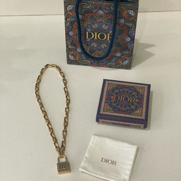 Christian Dior Aged Gold Lucky Locket Necklace Padlock - Picture 3 of 7